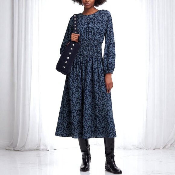 Madewell Dresses & Skirts - Madewell Bubble-Sleeve Smocked Midi Dress in Floral Size XL